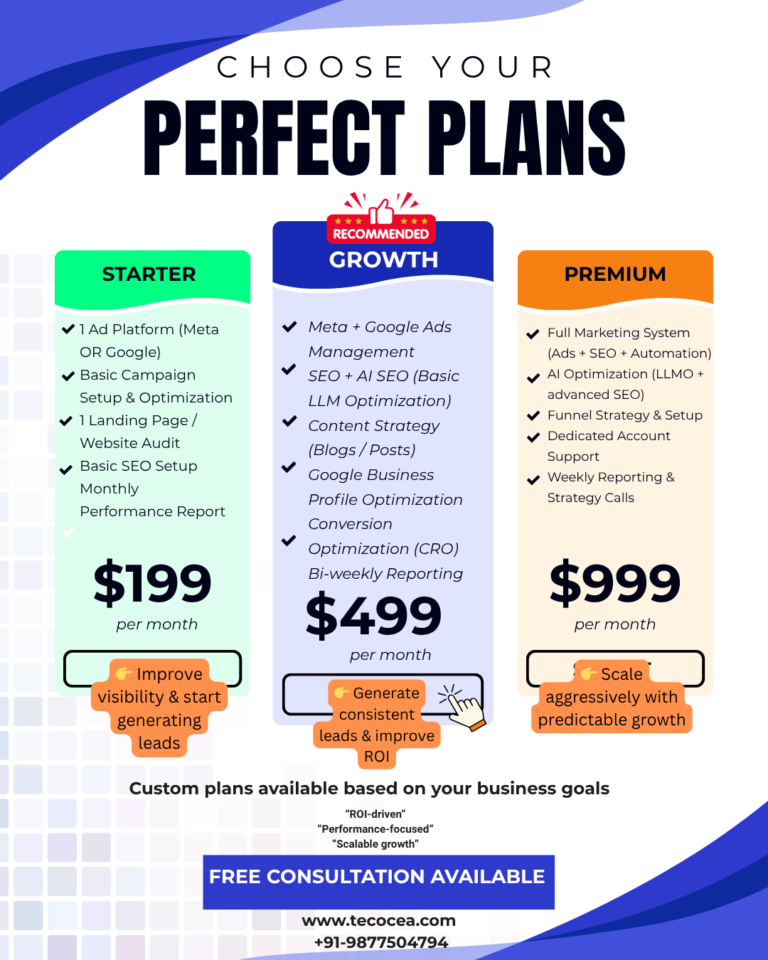 Tecocea AI and digital marketing services pricing banner